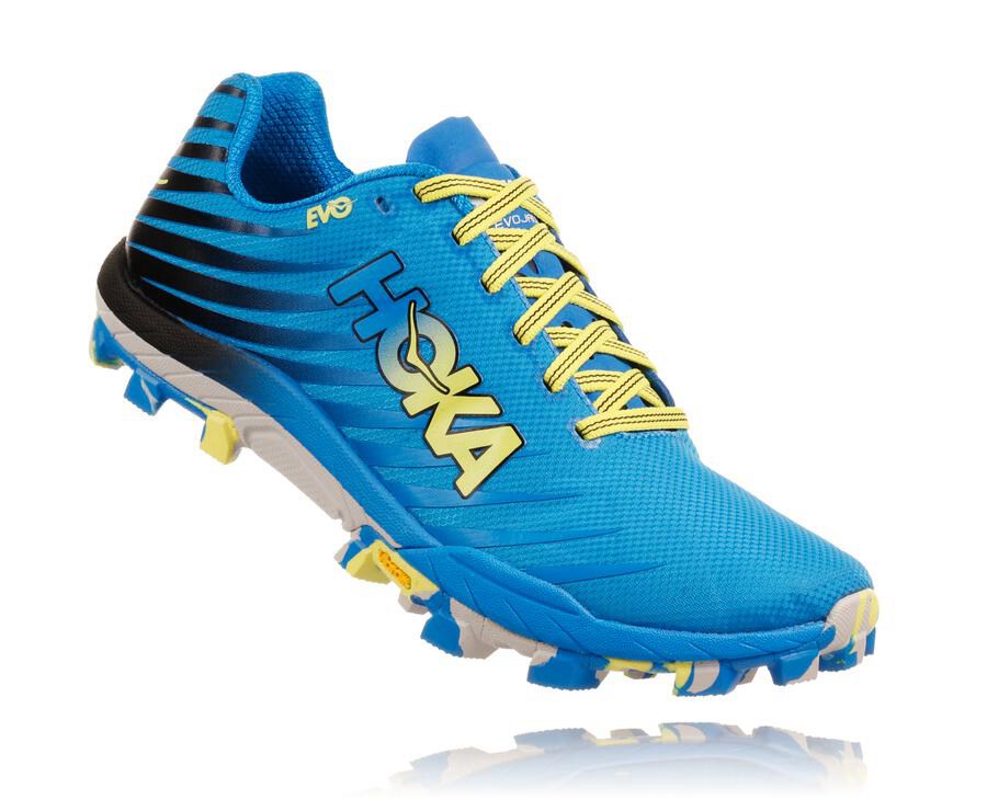 Trail Shoes Mens - Hoka One One EVO Jawz - Blue - DSWMFNQ-08